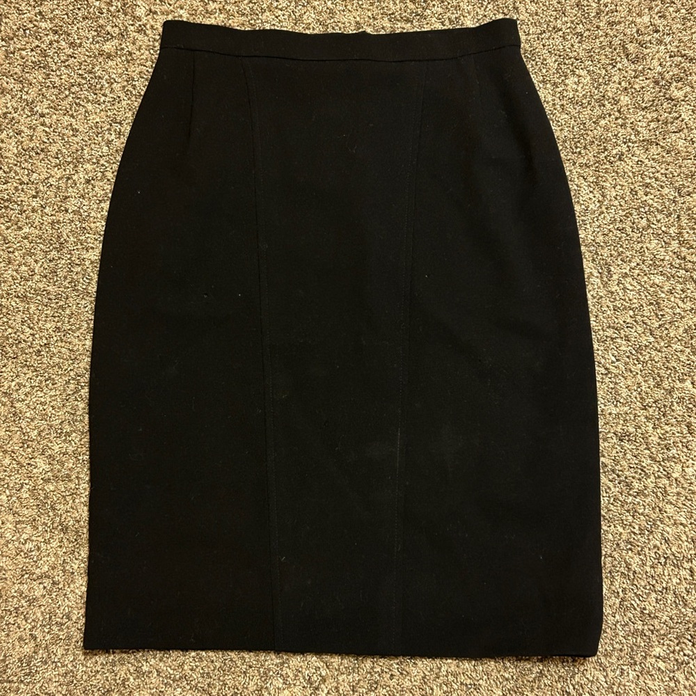 vintage 90s Chanel black wool pencil skirt